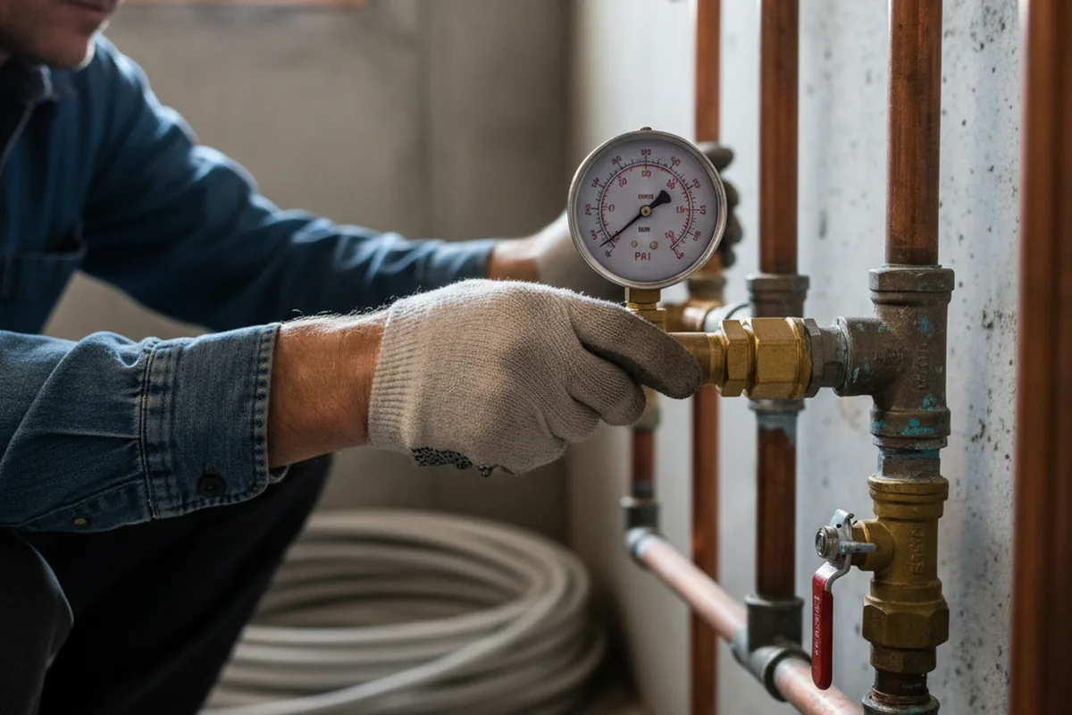 Pressure testing a repaired line during Water Line Repair in Hamilton City